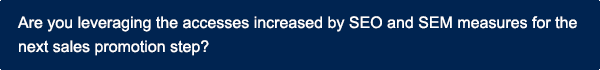 SEO・SEM対策で増加したアクセス者は、次の販促ステップに生かされていますか？